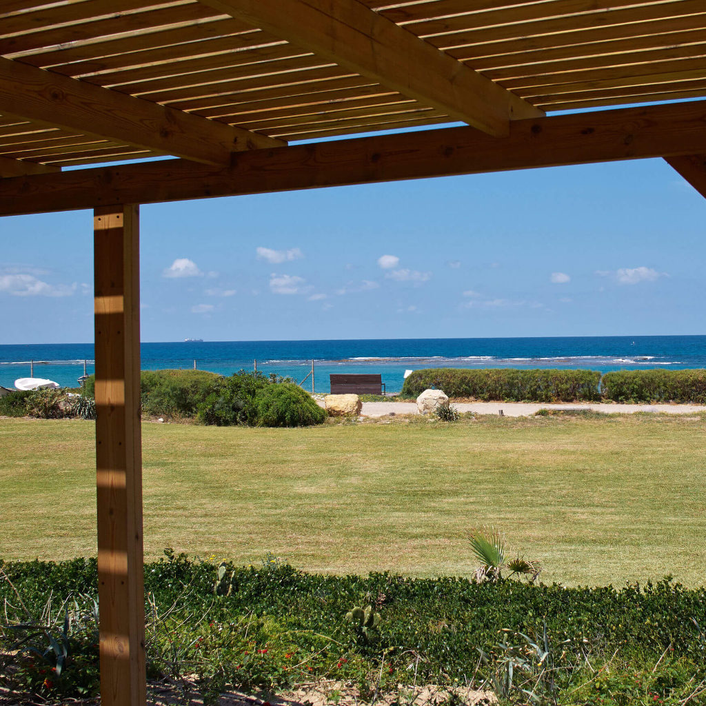 View of the Atlantic Ocean from under a pergola near the Beaches of Jacksonville, Florida